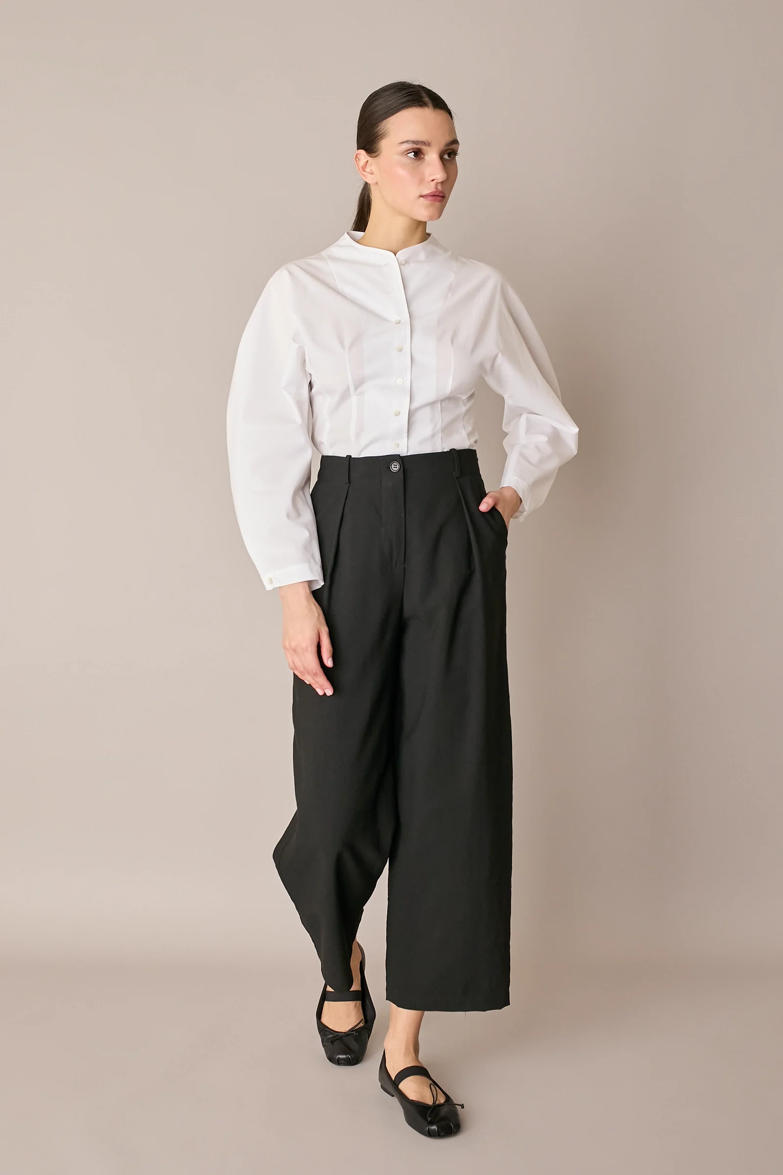 Camicia in cotone con maniche scultoree - Image 16