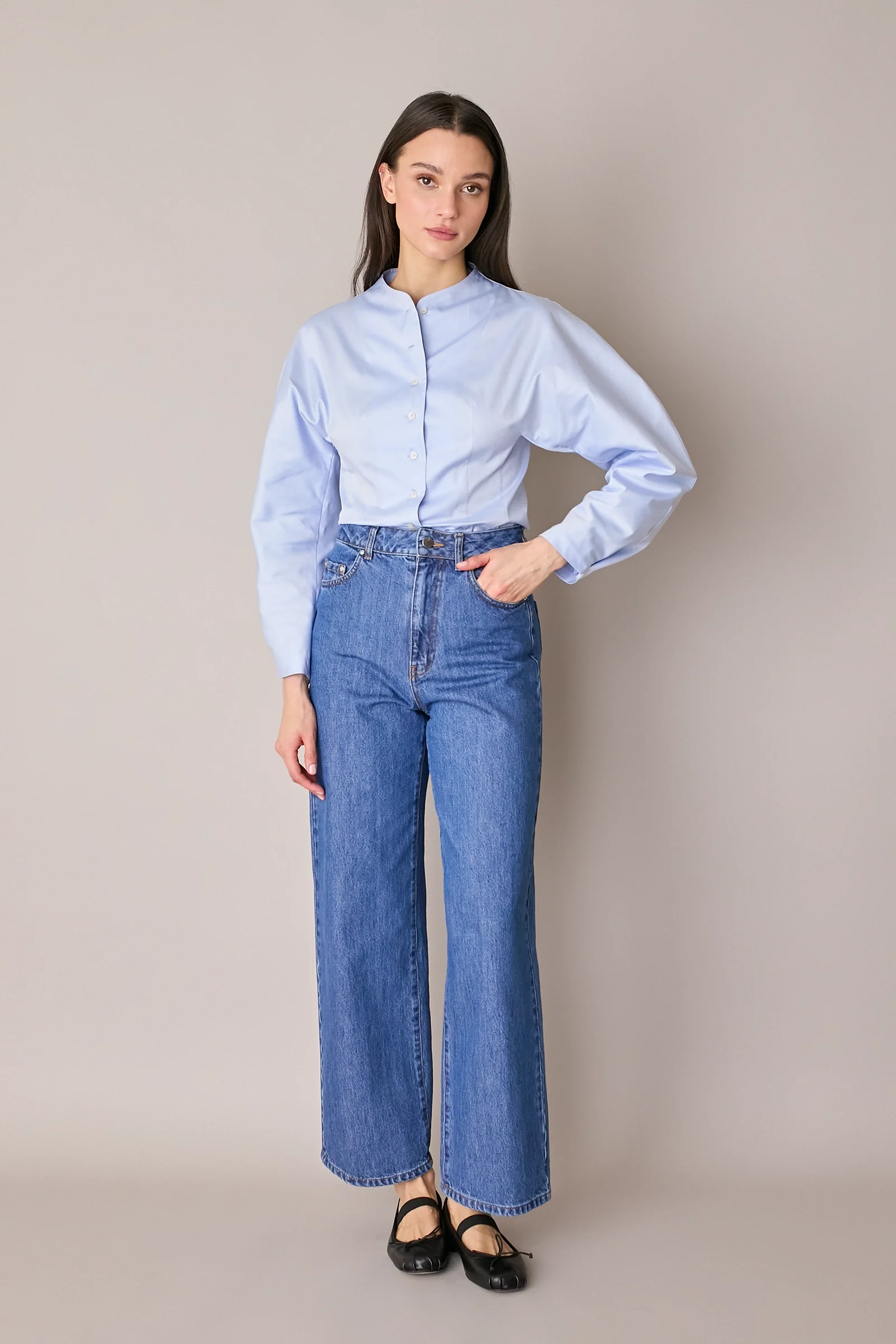Camicia in cotone con maniche scultoree - Image 4
