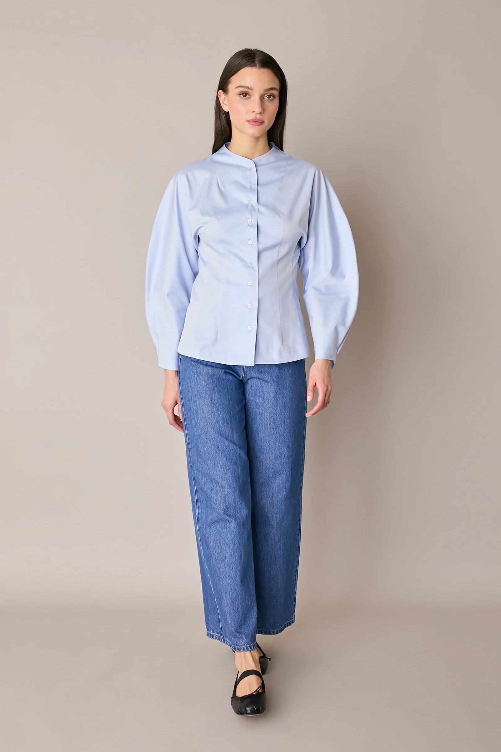 Camicia in cotone con maniche scultoree - Image 5
