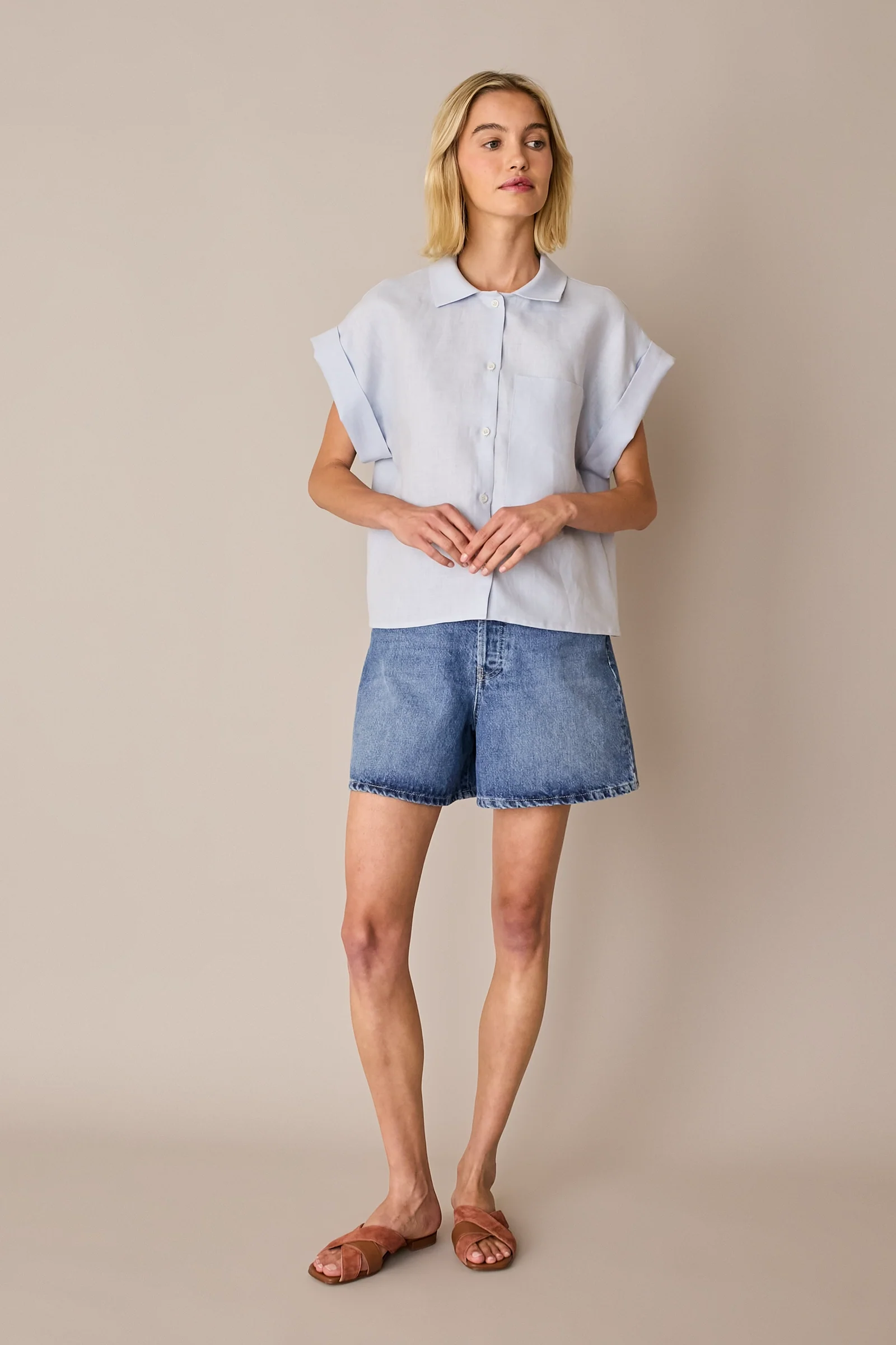 Camicia in lino con taschino - Image 3