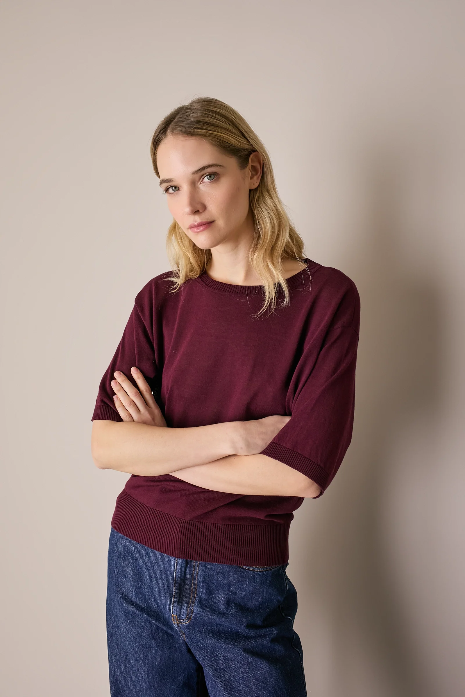 Maglia girocollo in cotone a mezze maniche - Image 11