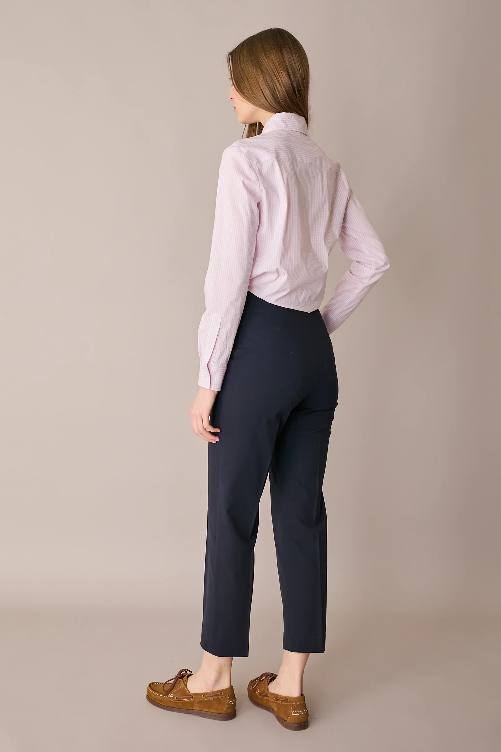 Pantaloni con piega in cotone elasticizzato - Image 4