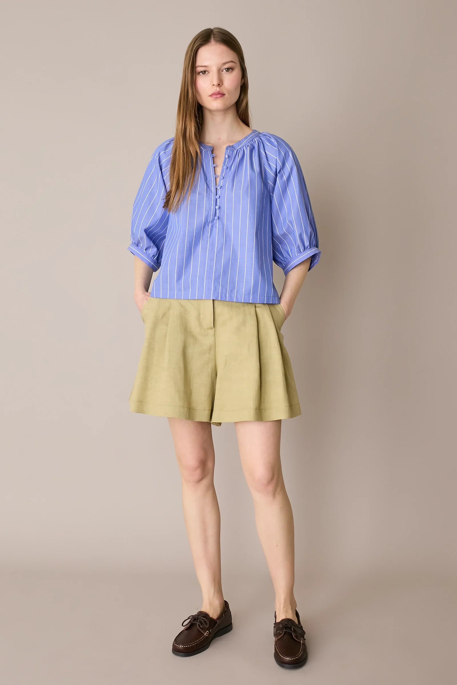 Shorts in blend di lino con pinces - Image 6