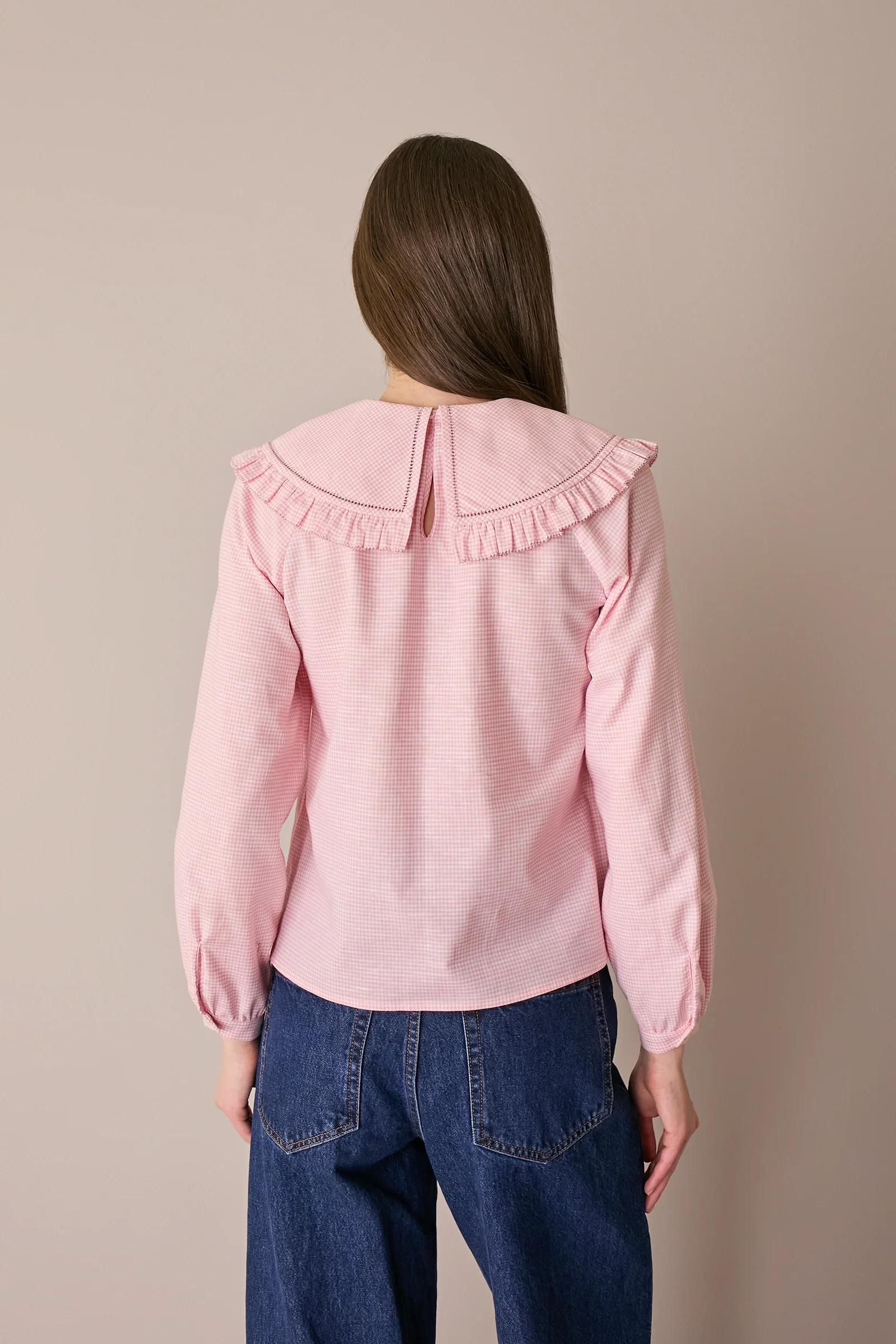 Top in lino e cotone con maxi colletto - Image 3