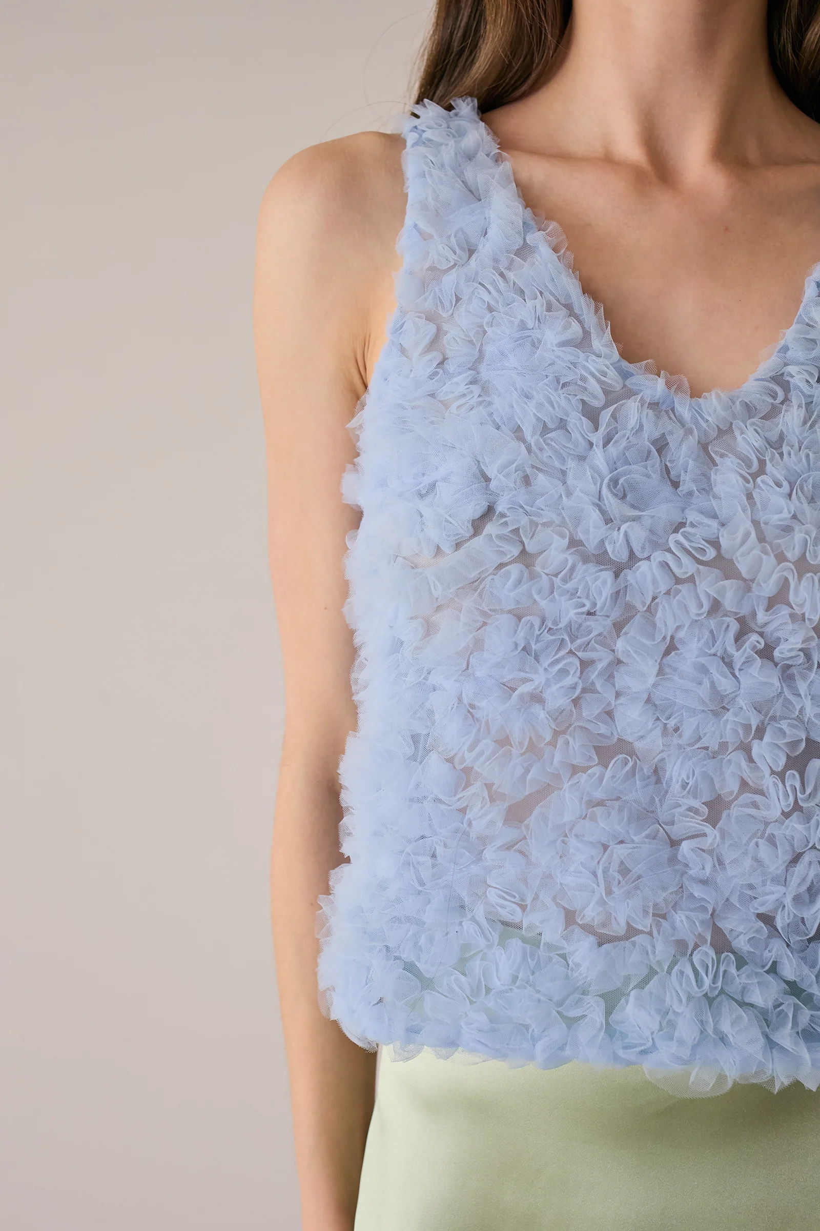 Top in tulle e seta